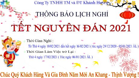 THÔNG BÁO LỊCH NGHỈ TẾT NGUYÊN ĐÁN 2021